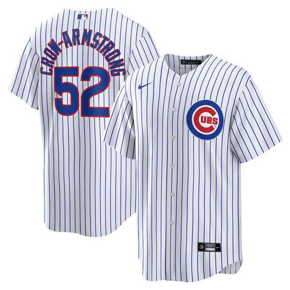 Mens Chicago Cubs #52 Pete Crow-Armstrong White 2024 Cool Base Stitched Jersey Dzhi